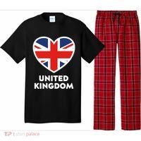 United Kingdom Flag Heart Shaped England Union Jack Gift Pajama Set thumb 0