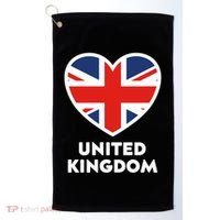 United Kingdom Flag Heart Shaped England Union Jack Gift Golf Towel thumb 0