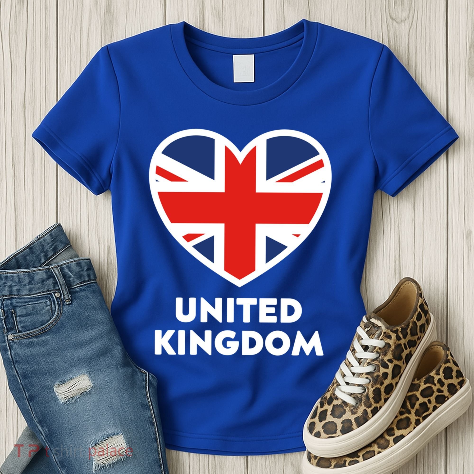 United Kingdom Flag Heart Shaped England Union Jack Gift Women's T-Shirt