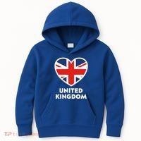 United Kingdom Flag Heart Shaped England Union Jack Gift Kids Hoodie thumb 0
