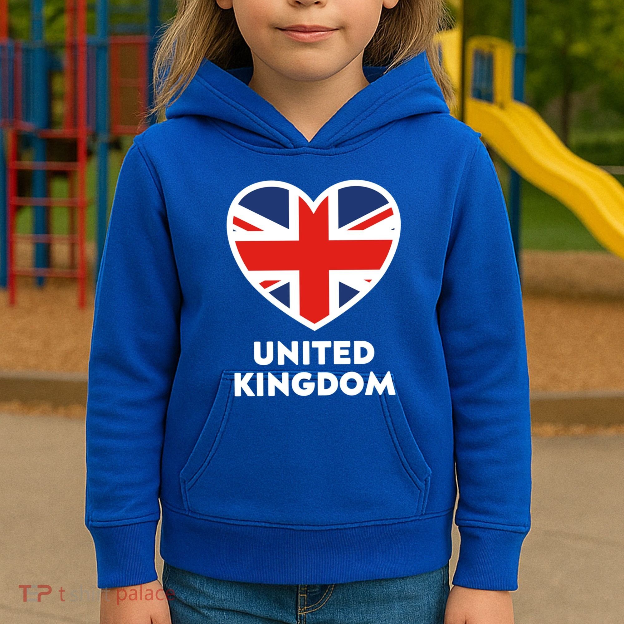 United Kingdom Flag Heart Shaped England Union Jack Gift Kids Hoodie