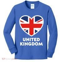 United Kingdom Flag Heart Shaped England Union Jack Gift Kids Long Sleeve Shirt thumb 0