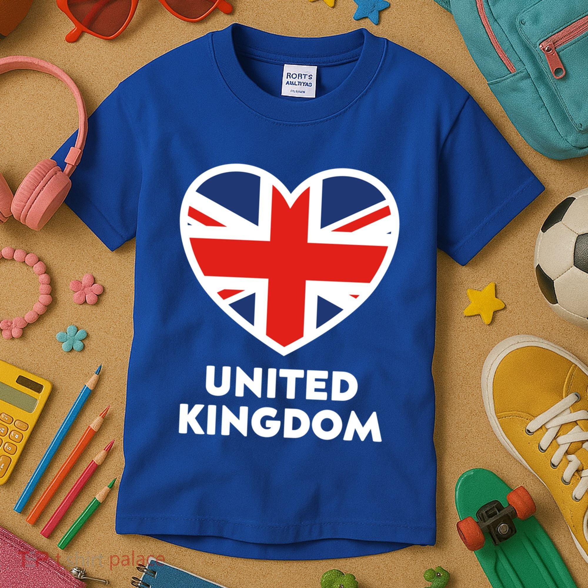 United Kingdom Flag Heart Shaped England Union Jack Gift Kids T-Shirt