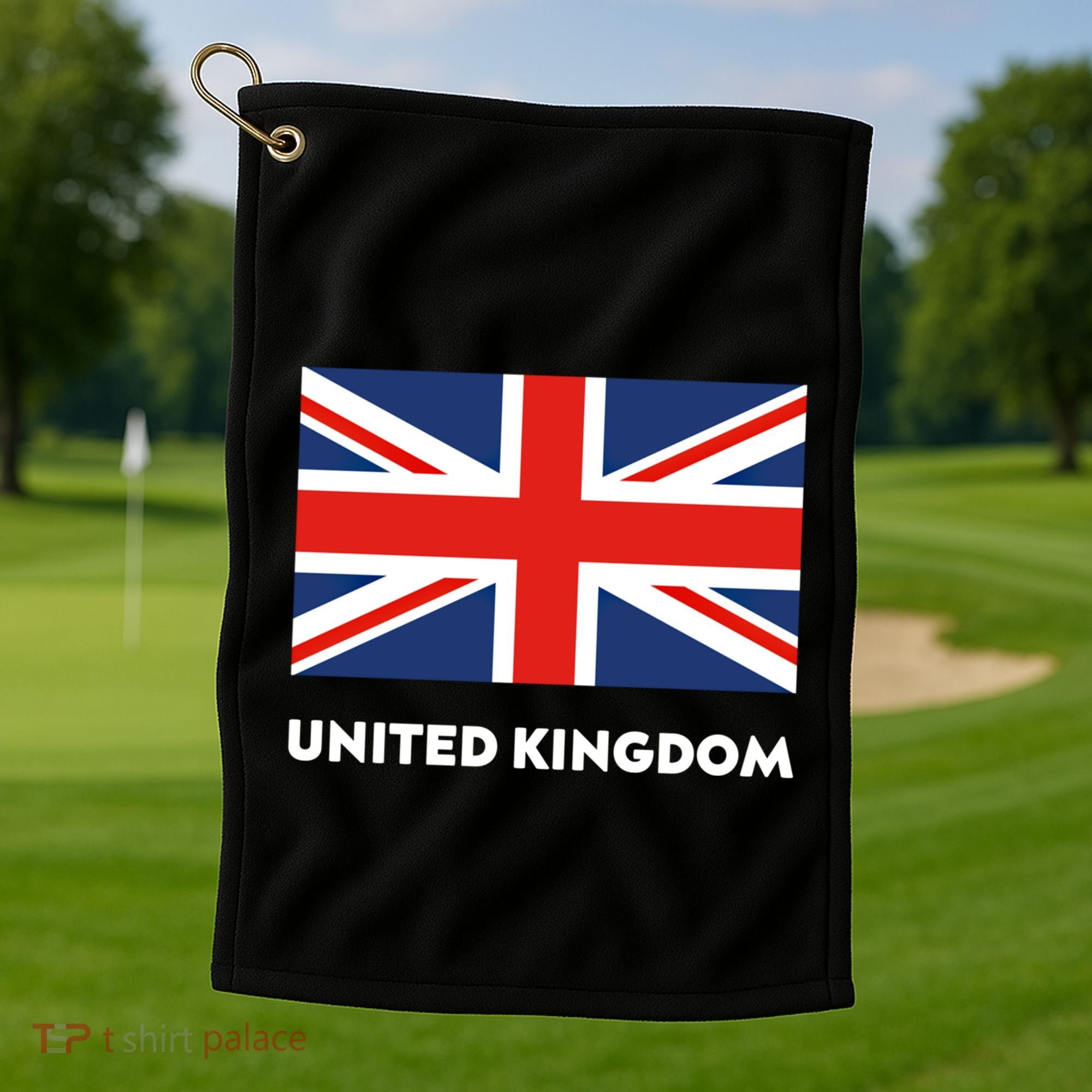 United Kingdom Flag White Blue And Red England Union Jack Gift Golf Towel