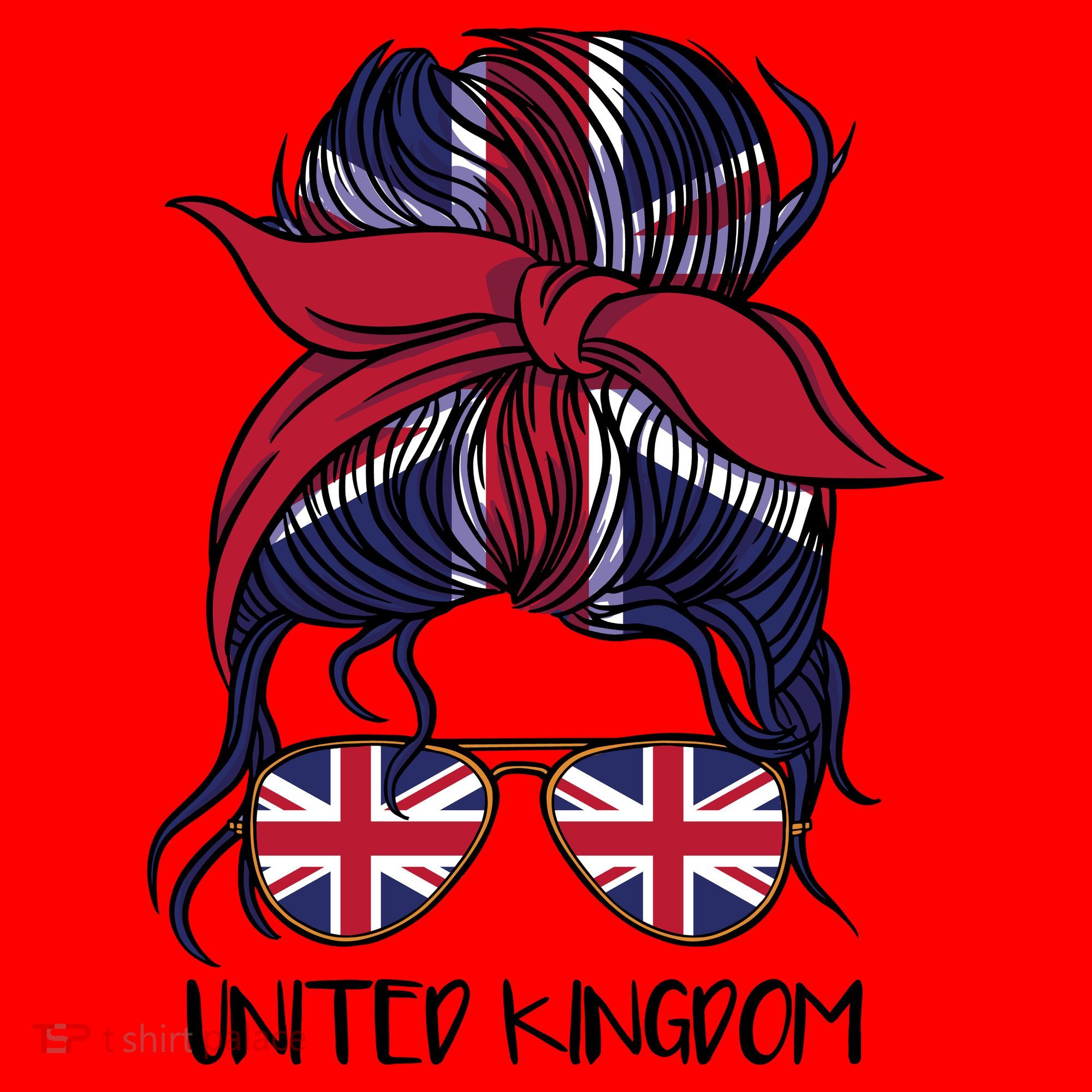 United Kingdom Flag Messy Girl Bun Santa Hat