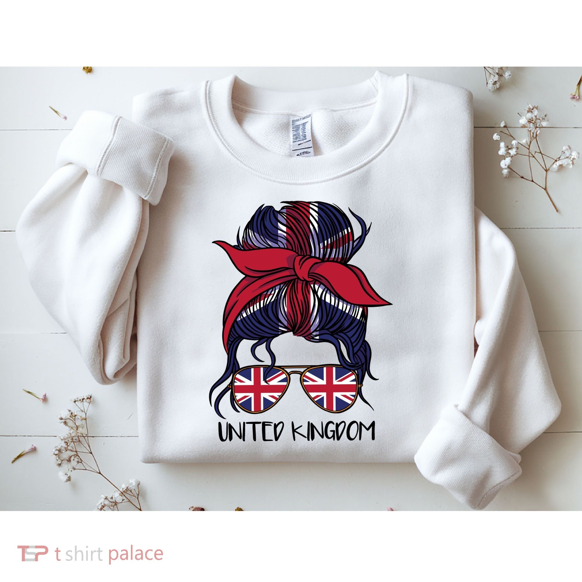 United Kingdom Flag Messy Girl Bun Sweatshirt
