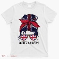 United Kingdom Flag Messy Girl Bun T-Shirt thumb 0