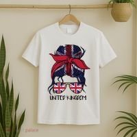 United Kingdom Flag Messy Girl Bun T-Shirt thumb 2