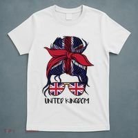 United Kingdom Flag Messy Girl Bun T-Shirt thumb 5
