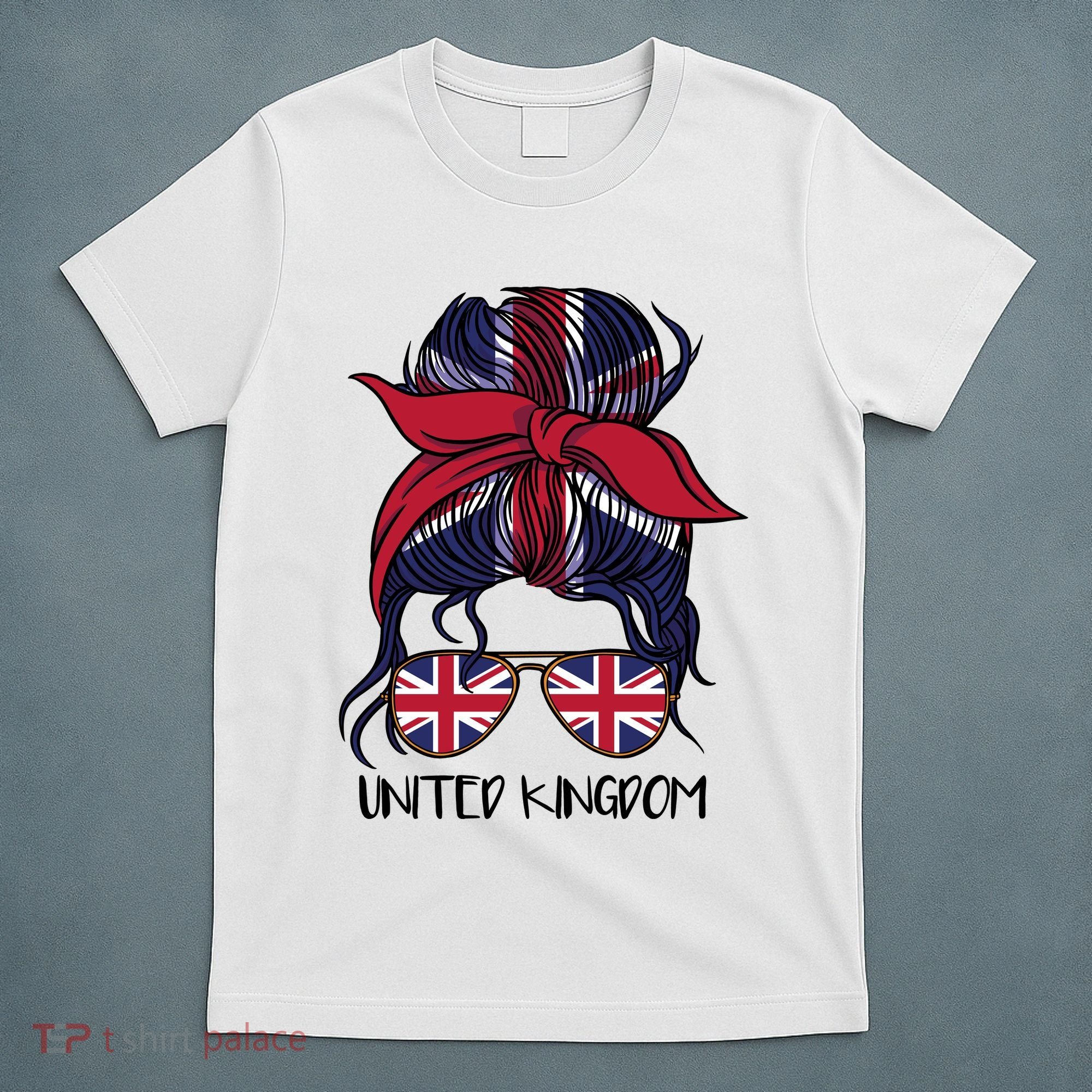 United Kingdom Flag Messy Girl Bun T-Shirt
