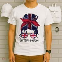 United Kingdom Flag Messy Girl Bun T-Shirt thumb 6