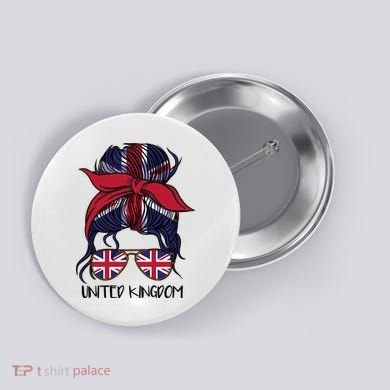 United Kingdom Flag Messy Girl Bun Button