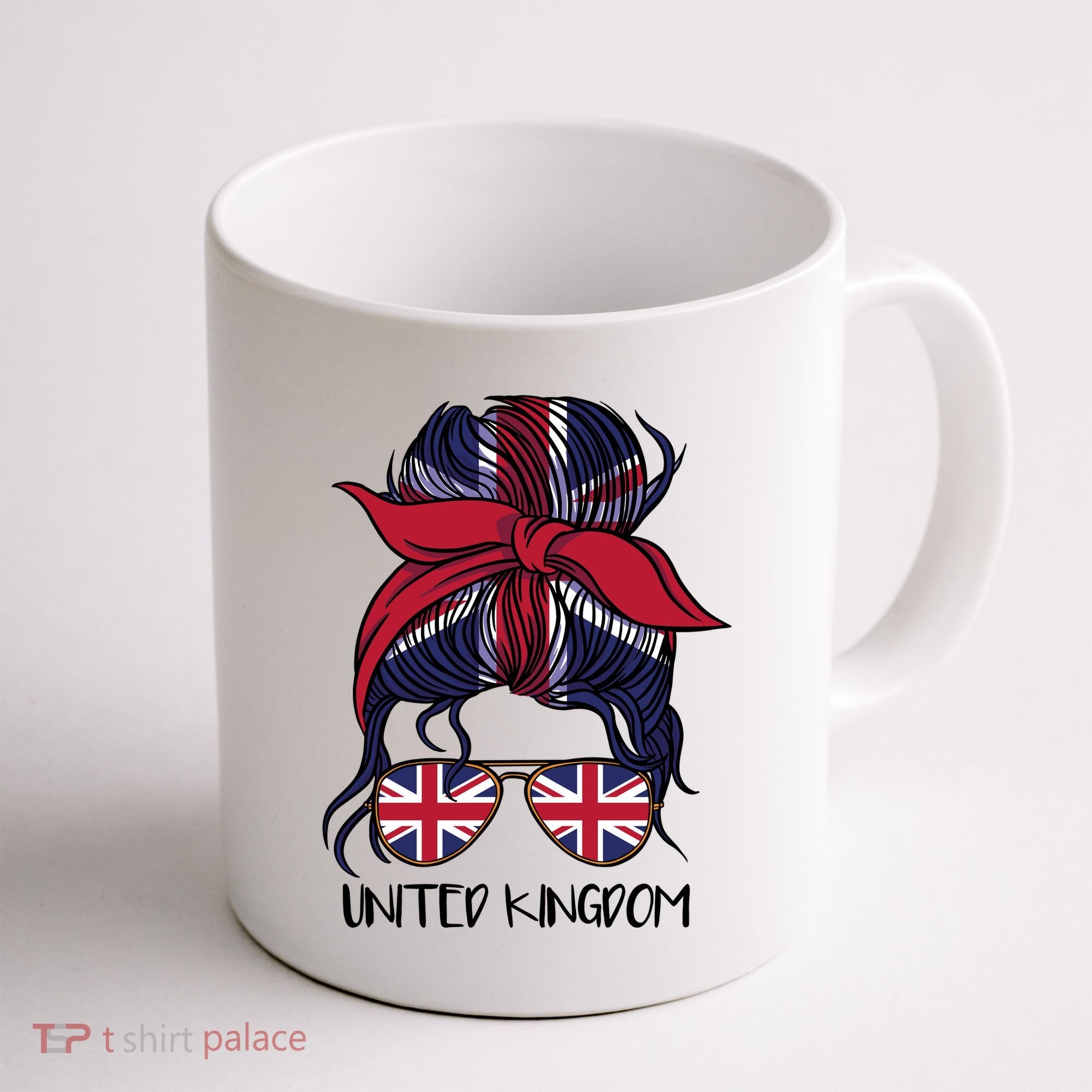 United Kingdom Flag Messy Girl Bun Coffee Mug