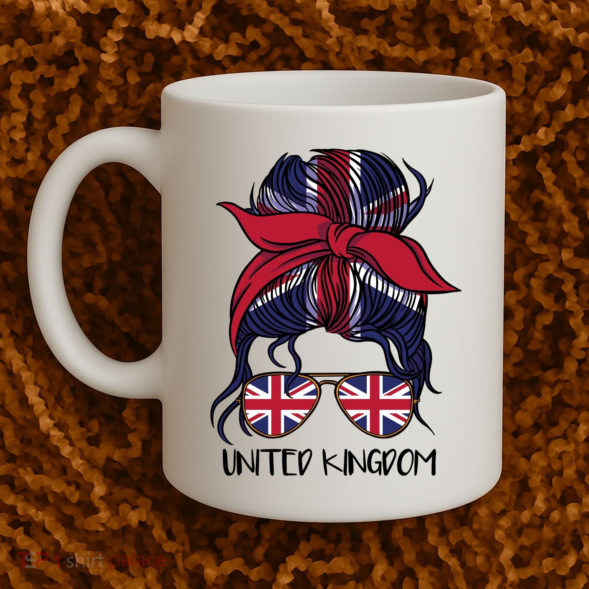 United Kingdom Flag Messy Girl Bun Coffee Mug