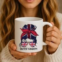 United Kingdom Flag Messy Girl Bun Coffee Mug thumb 3