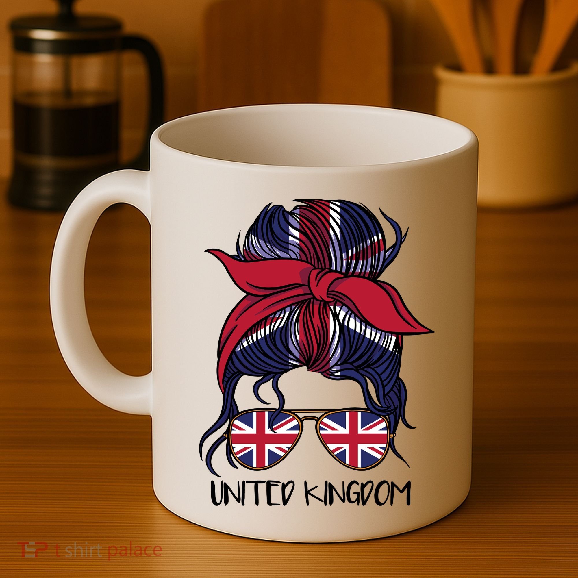 United Kingdom Flag Messy Girl Bun Coffee Mug