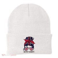 United Kingdom Flag Messy Girl Bun Beanie thumb 0