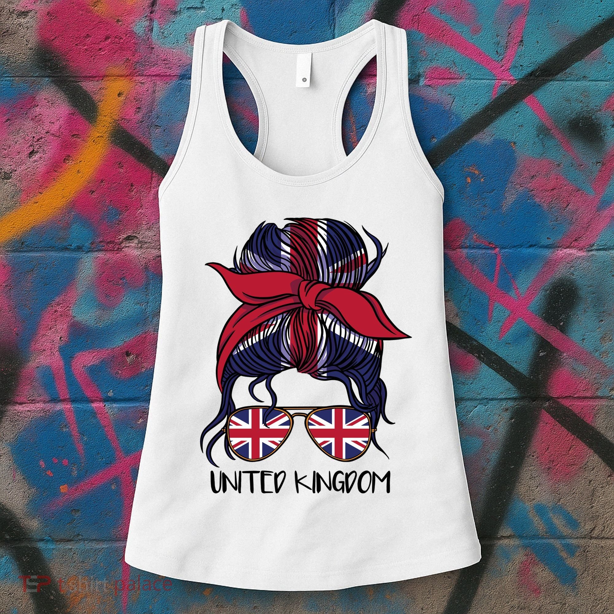 United Kingdom Flag Messy Girl Bun Women's Tank Top