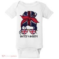 United Kingdom Flag Messy Girl Bun Baby Bodysuit thumb 0