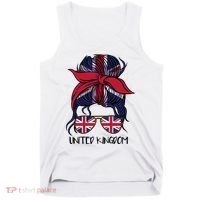 United Kingdom Flag Messy Girl Bun Tank Top thumb 0