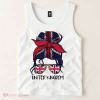 United Kingdom Flag Messy Girl Bun Tank Top thumb 2