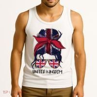 United Kingdom Flag Messy Girl Bun Tank Top thumb 3