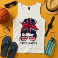 United Kingdom Flag Messy Girl Bun Tank Top thumb 4