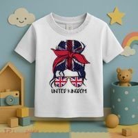 United Kingdom Flag Messy Girl Bun Toddler T-Shirt thumb 3