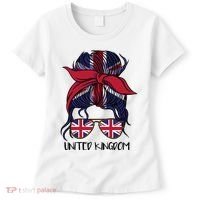 United Kingdom Flag Messy Girl Bun Women's T-Shirt thumb 0