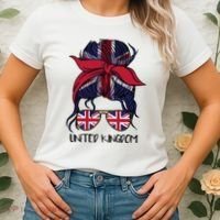 United Kingdom Flag Messy Girl Bun Women's T-Shirt thumb 2