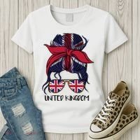 United Kingdom Flag Messy Girl Bun Women's T-Shirt thumb 3
