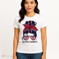 United Kingdom Flag Messy Girl Bun Women's T-Shirt thumb 4