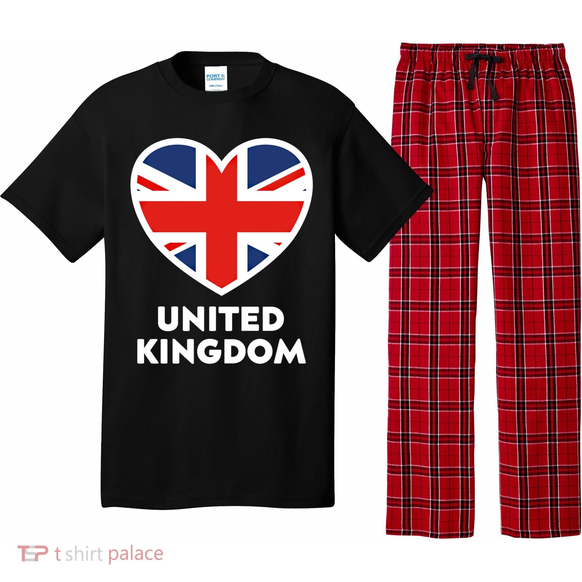 United Kingdom Flag Heart Shaped England Union Jack Great Gift Pajama Set