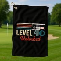 Unlocked Level 40 Birthday Golf Towel thumb 1