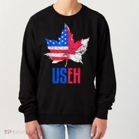 UsEh Leaf Canadian American Flag Canada Usa Patriotic Women's Sweatshirt thumb 0