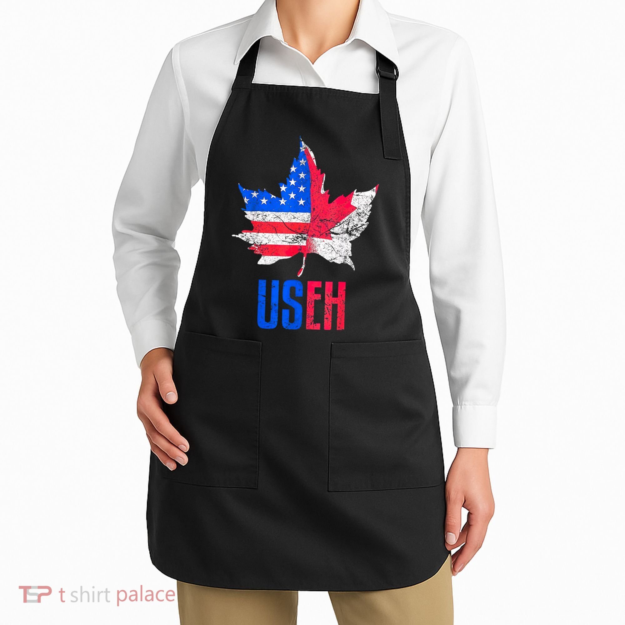 UsEh Leaf Canadian American Flag Canada Usa Patriotic Apron