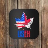 UsEh Leaf Canadian American Flag Canada Usa Patriotic Coaster thumb 0