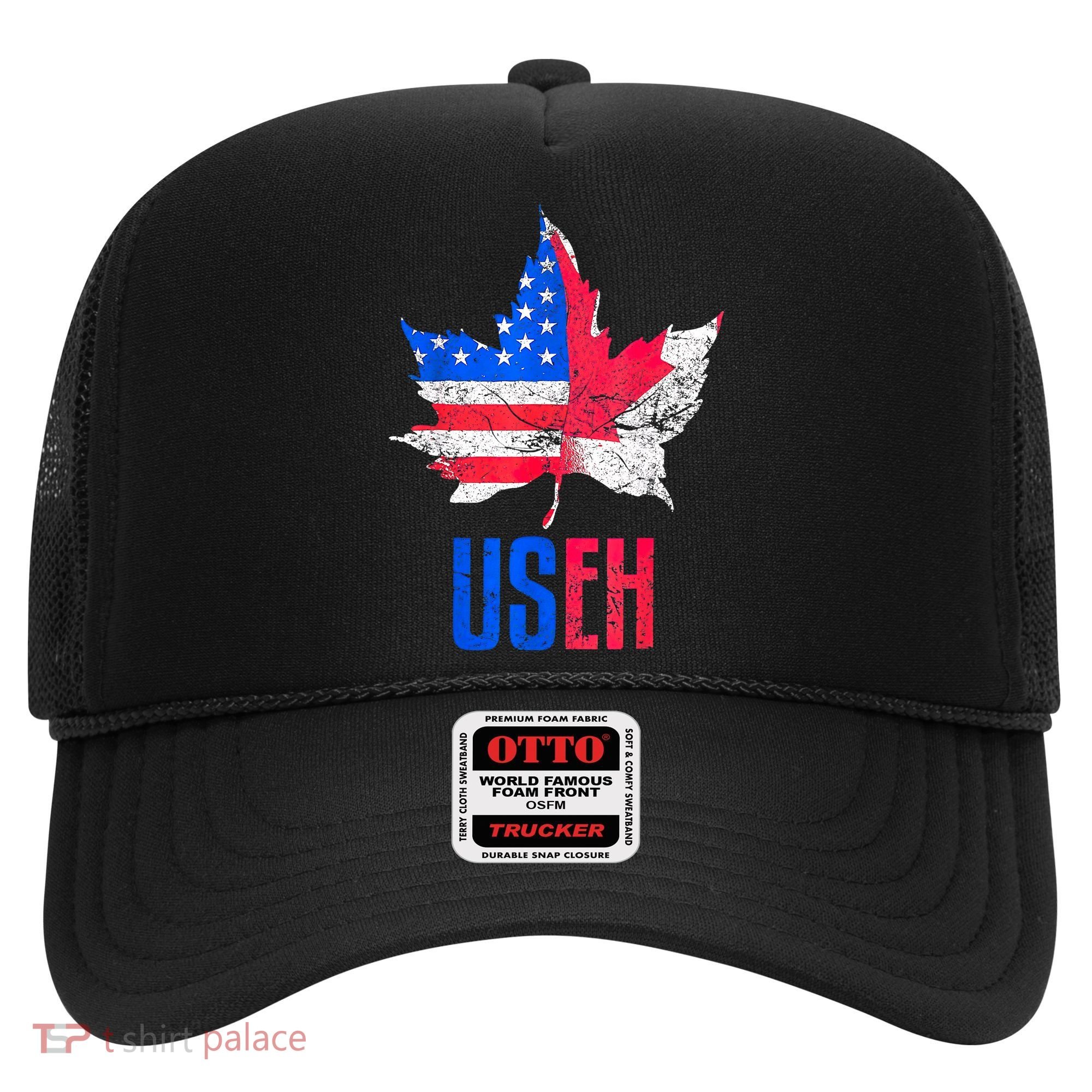 UsEh Leaf Canadian American Flag Canada Usa Patriotic Hat