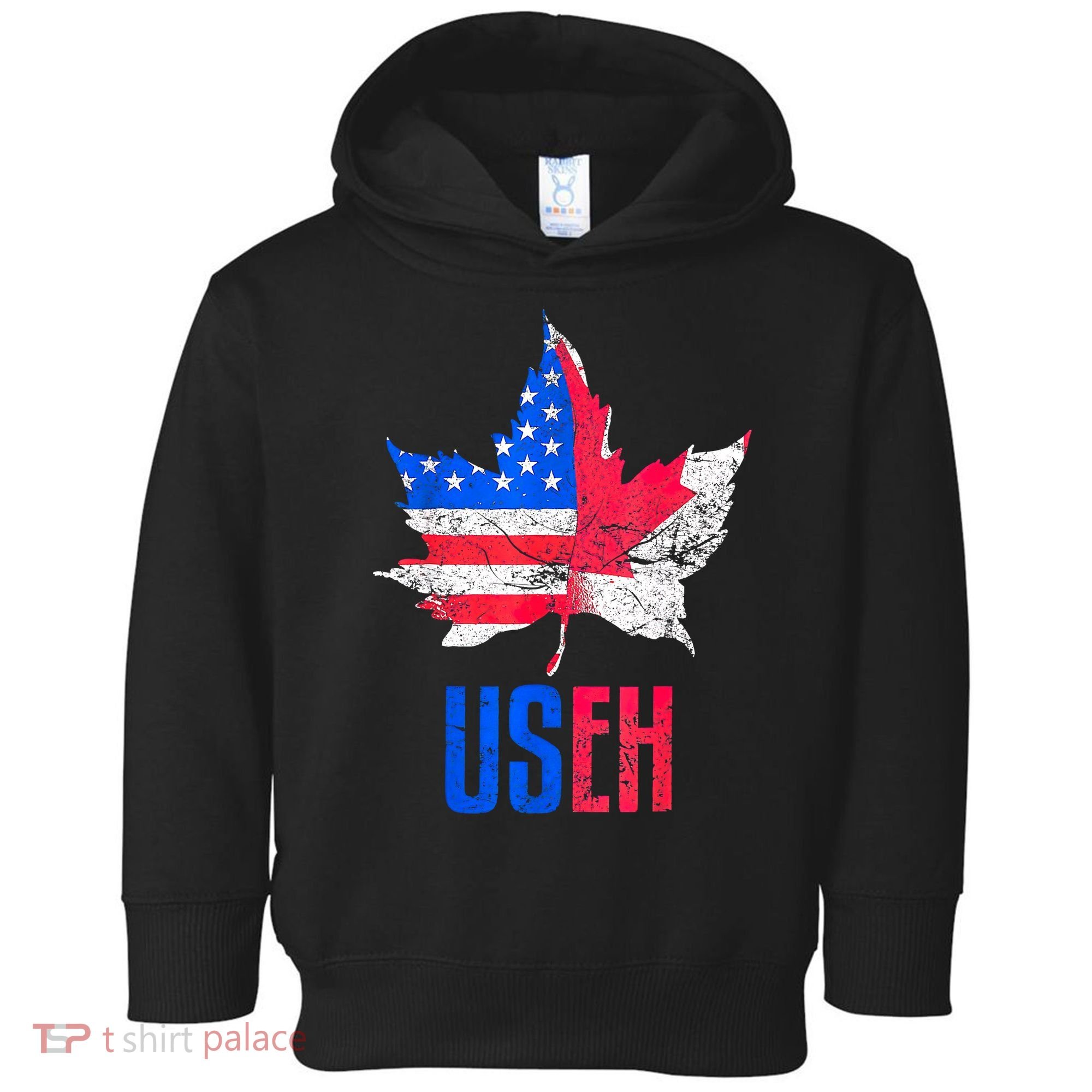 UsEh Leaf Canadian American Flag Canada Usa Patriotic Toddler Hoodie