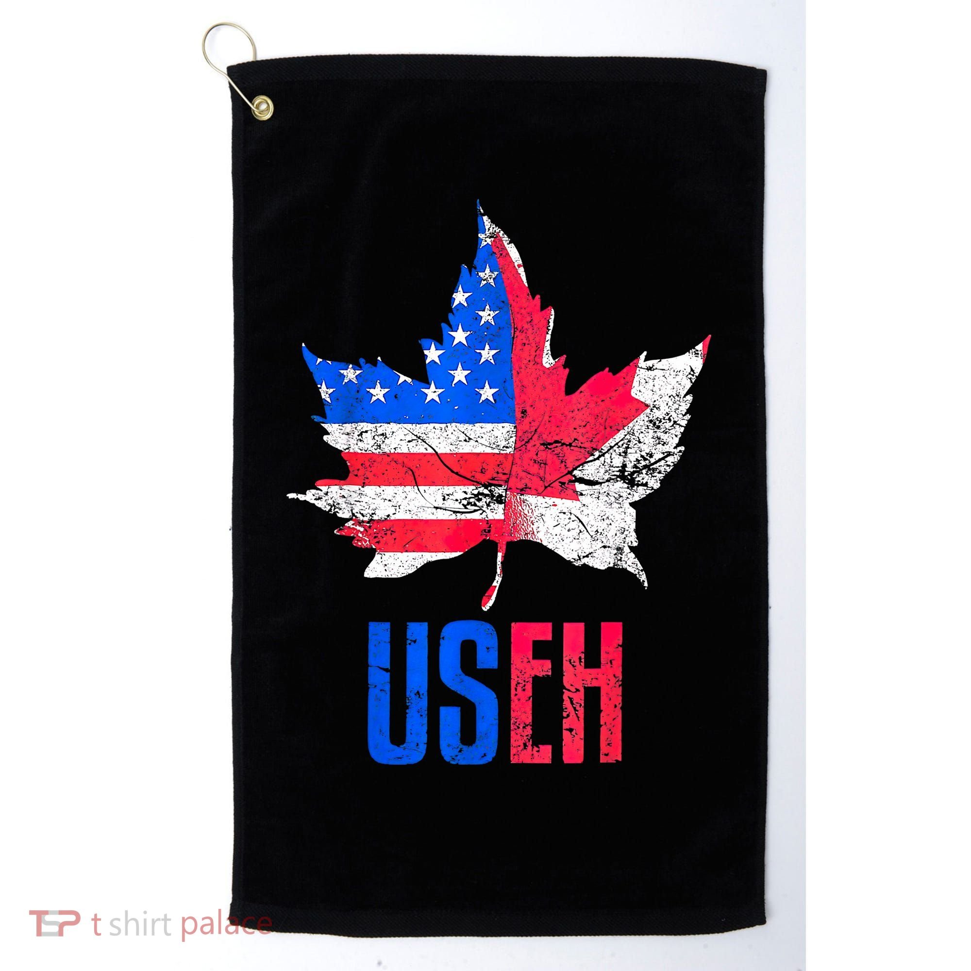 UsEh Leaf Canadian American Flag Canada Usa Patriotic Golf Towel