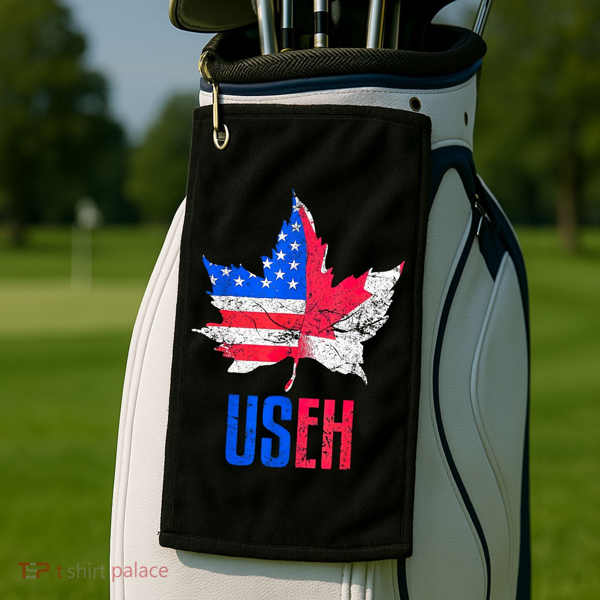 UsEh Leaf Canadian American Flag Canada Usa Patriotic Golf Towel