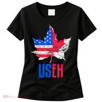 UsEh Leaf Canadian American Flag Canada Usa Patriotic Women's T-Shirt thumb 0