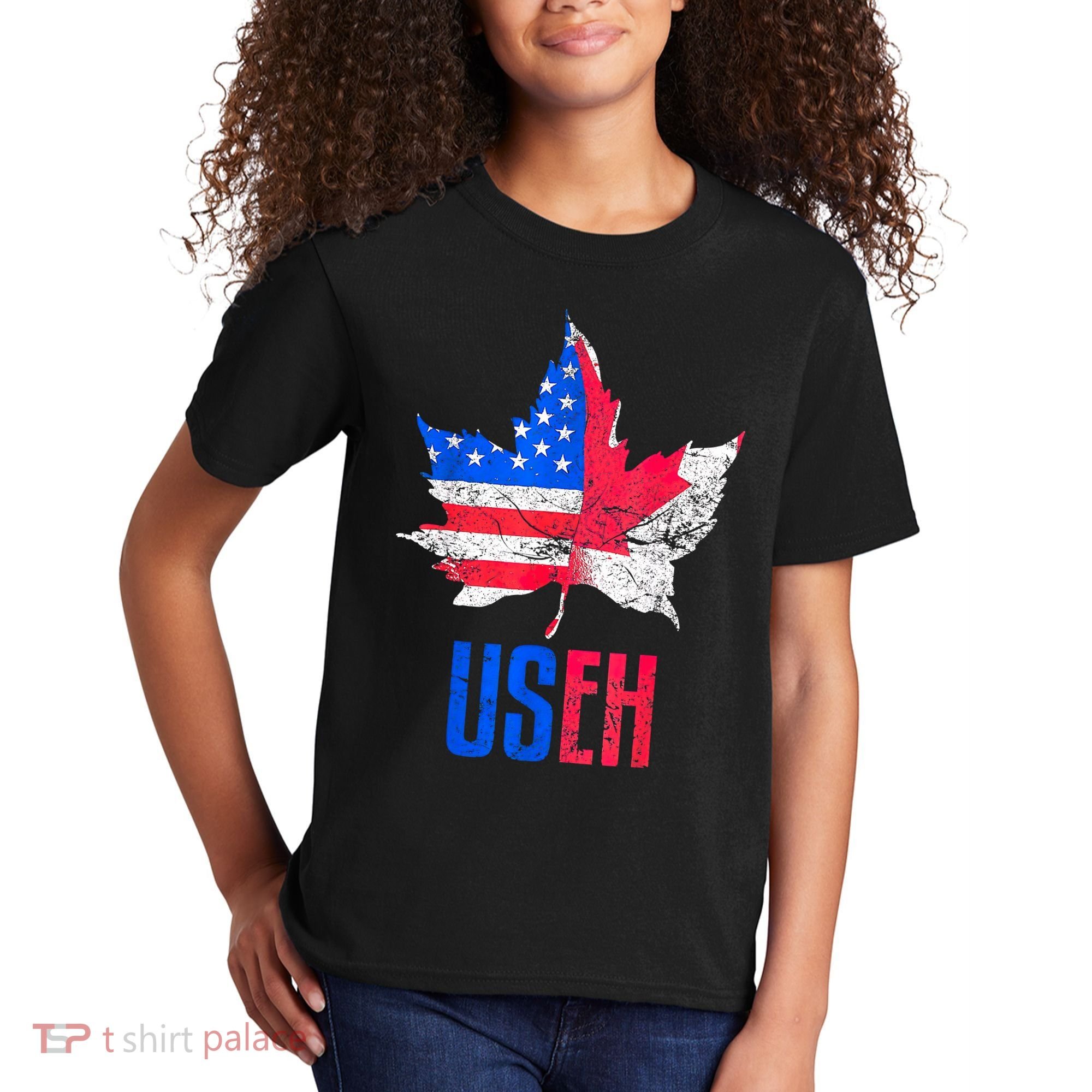 UsEh Leaf Canadian American Flag Canada Usa Patriotic Kids T-Shirt