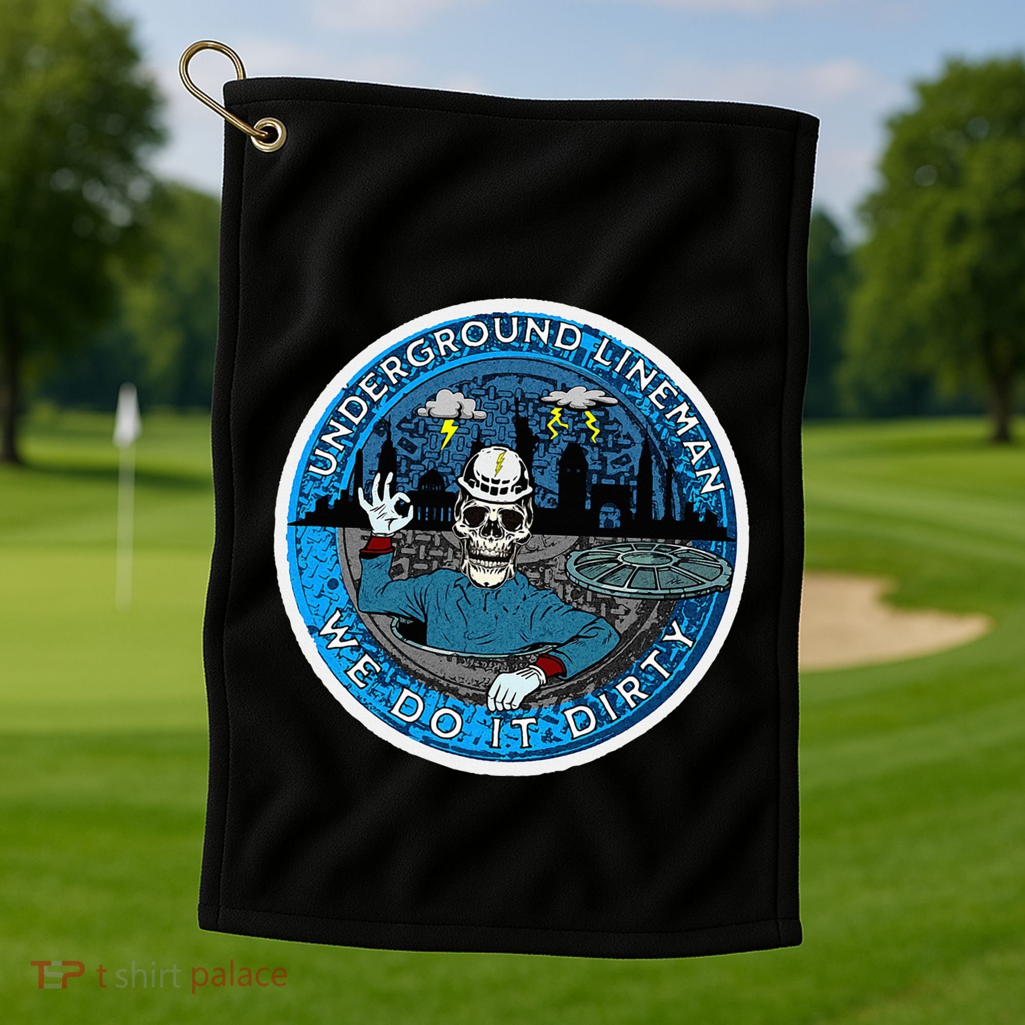 Underground Lineman Cable Splicer Golf Towel