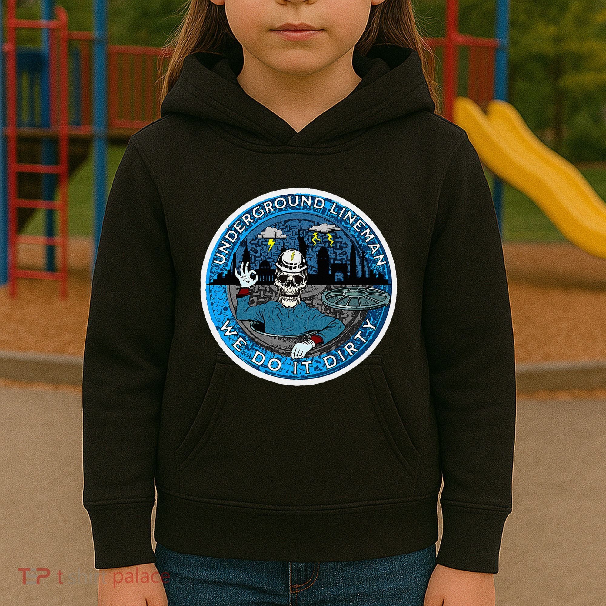 Underground Lineman Cable Splicer Kids Hoodie