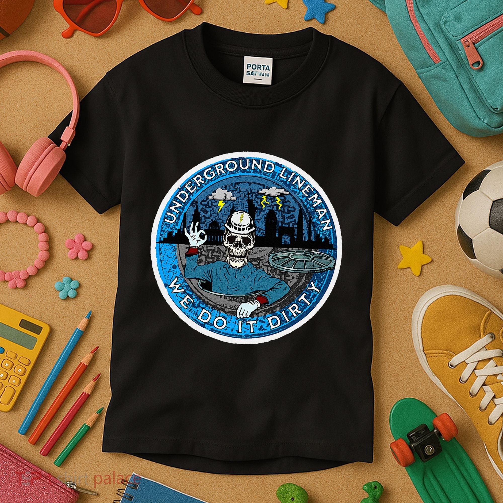 Underground Lineman Cable Splicer Kids T-Shirt