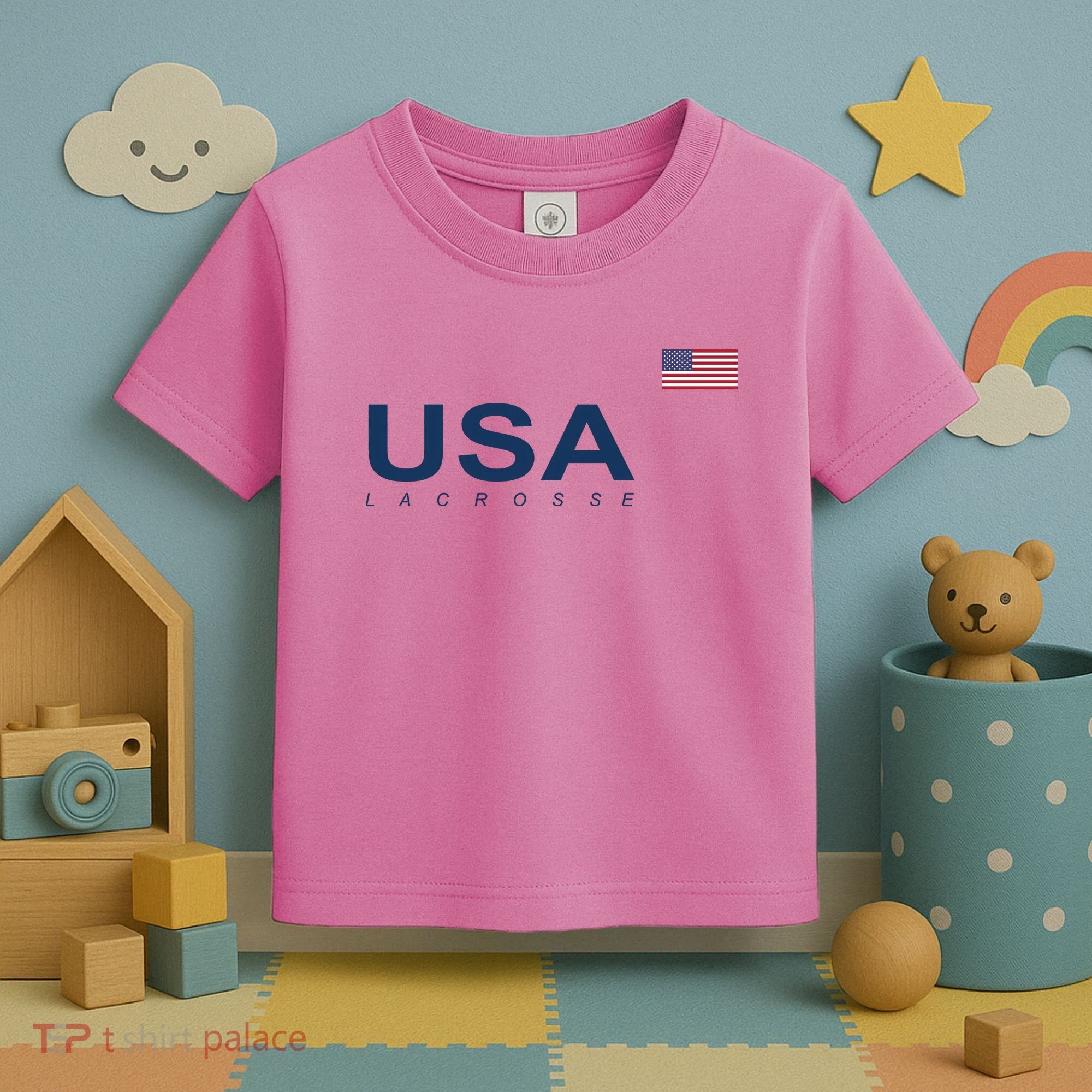 Usa Lacrosse Flag Gift Toddler T-Shirt