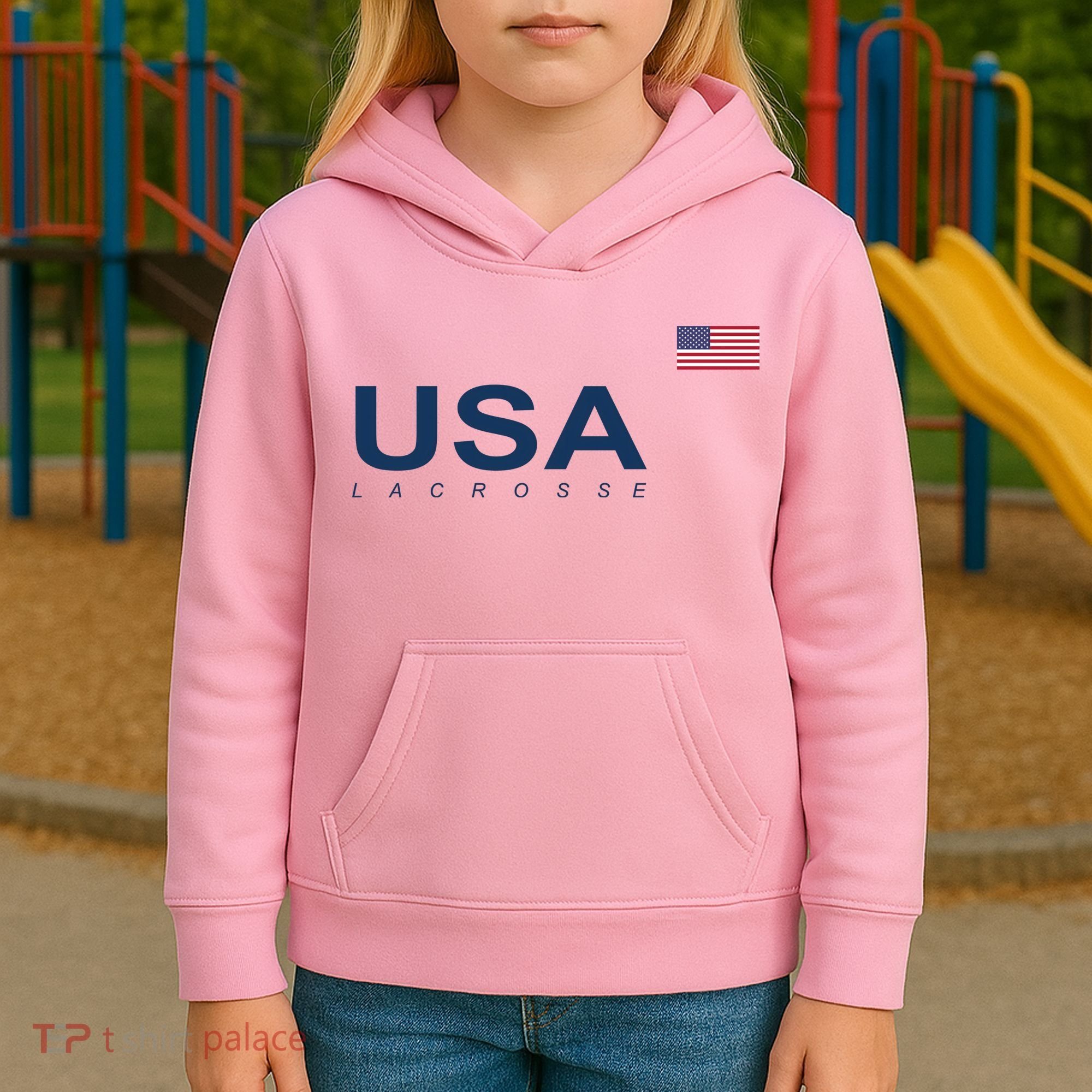 Usa Lacrosse Flag Gift Kids Hoodie