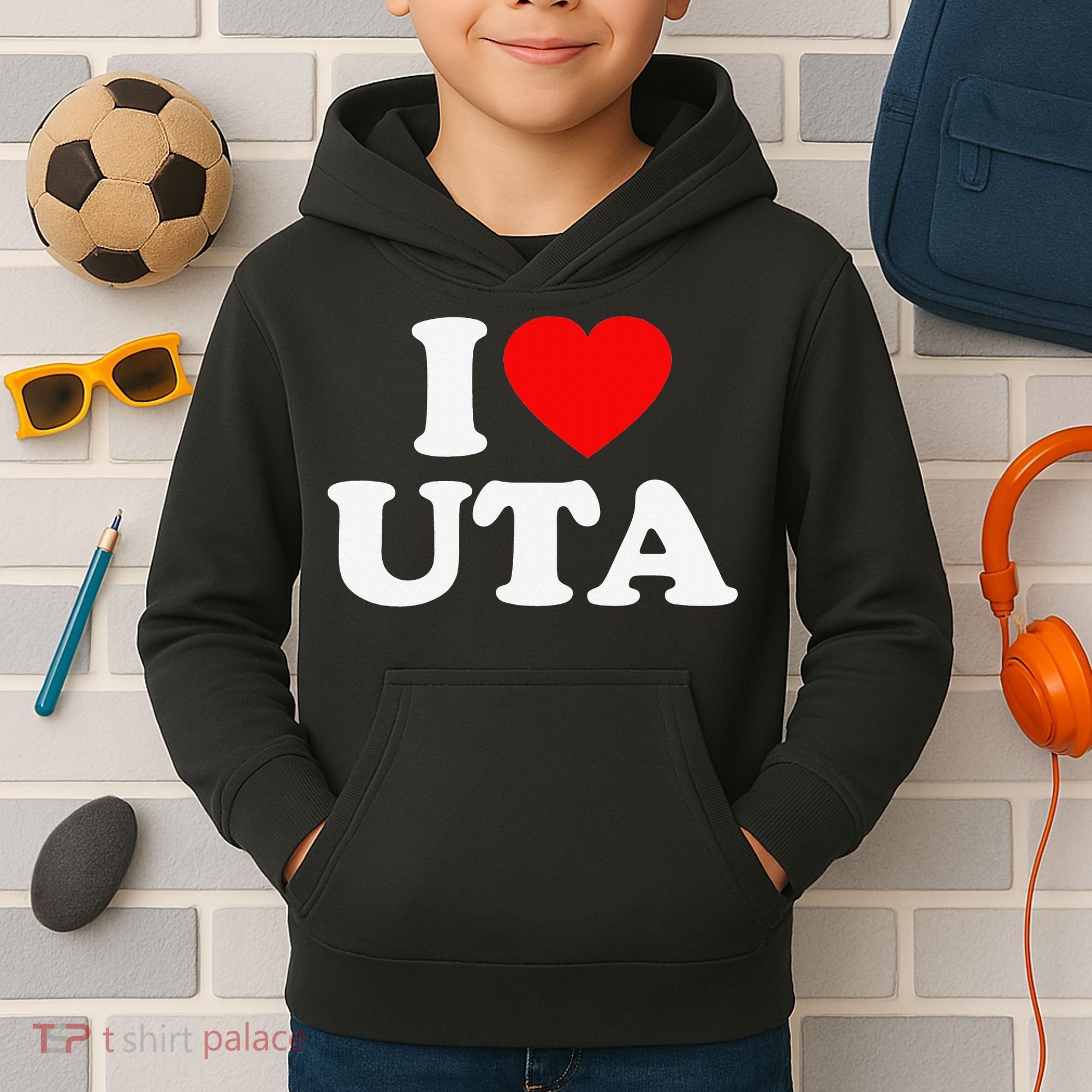 UTA Love Heart College University Alumni Kids Hoodie