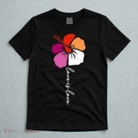 Unique Lesbian Pride Flag Colors Hibiscus LGBT Lesbian T-Shirt thumb 5